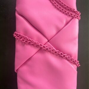 Chic Pink Clutch with Chain Detail